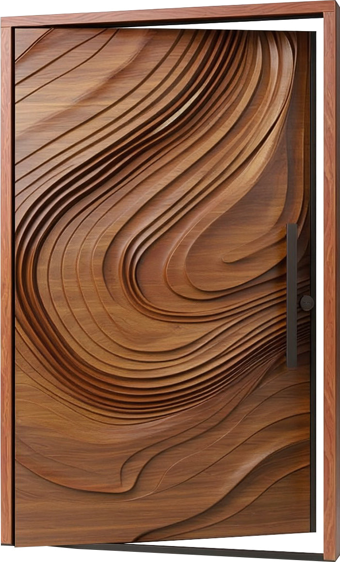 Fluenza Carved Sapele Pivot Door