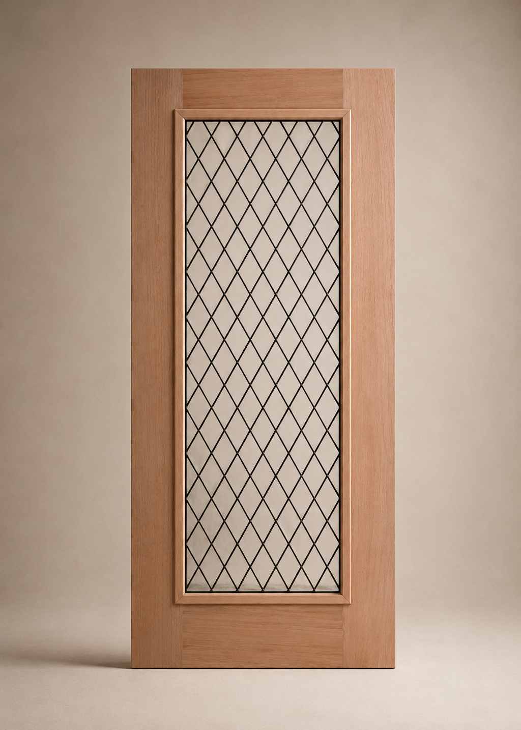 Unfinished Mahogany Wood Door - Single Door Beveled Glass 3'0" Wide (6'8")