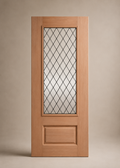 Unfinished Mahogany Wood Door - Single Door TDL Glass 2'8"-3'0" Wide (6'8" & 8'0")