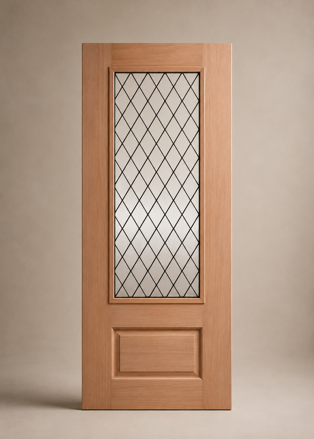 Unfinished Mahogany Wood Door - Single Door TDL Glass 2'8"-3'0" Wide (6'8" & 8'0")