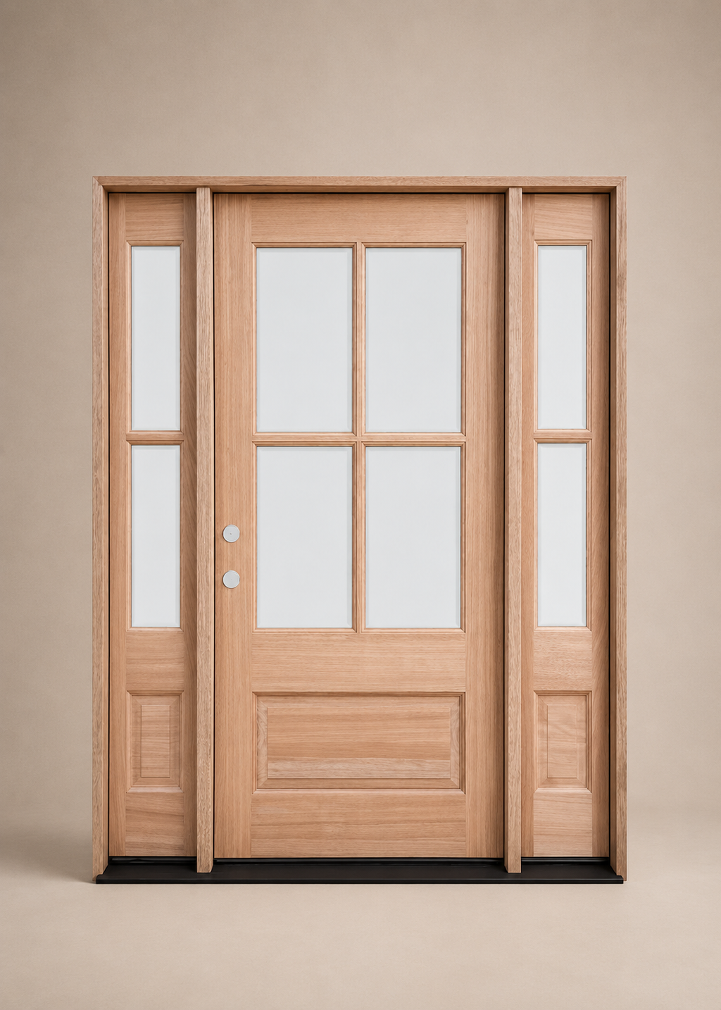Unfinished Mahogany Wood Door - with Sidelites TDL Glass 4'6"-5'4" Wide (6'8")