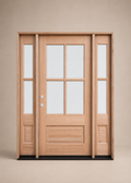 Unfinished Mahogany Wood Door - with Sidelites TDL Glass 4'6"-5'4" Wide (6'8")