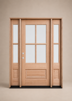 Unfinished Mahogany Wood Door - with Sidelites TDL Glass 4'6"-5'4" Wide (6'8")