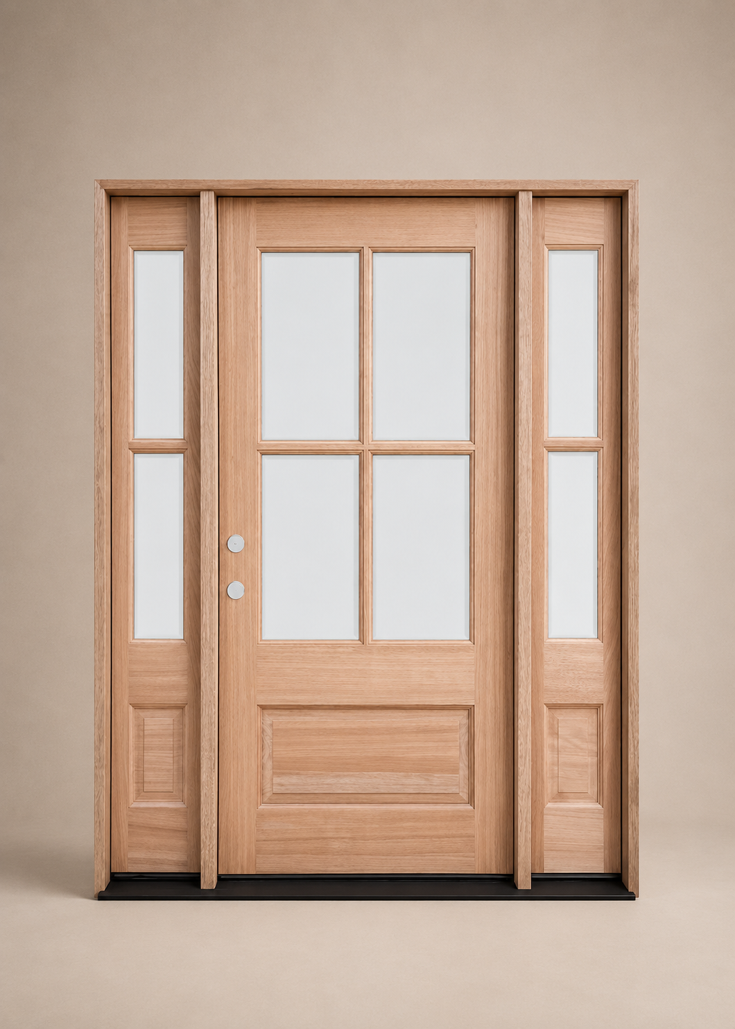 Unfinished Mahogany Wood Door - with Sidelites TDL Glass 4'6"-5'4" Wide (6'8")