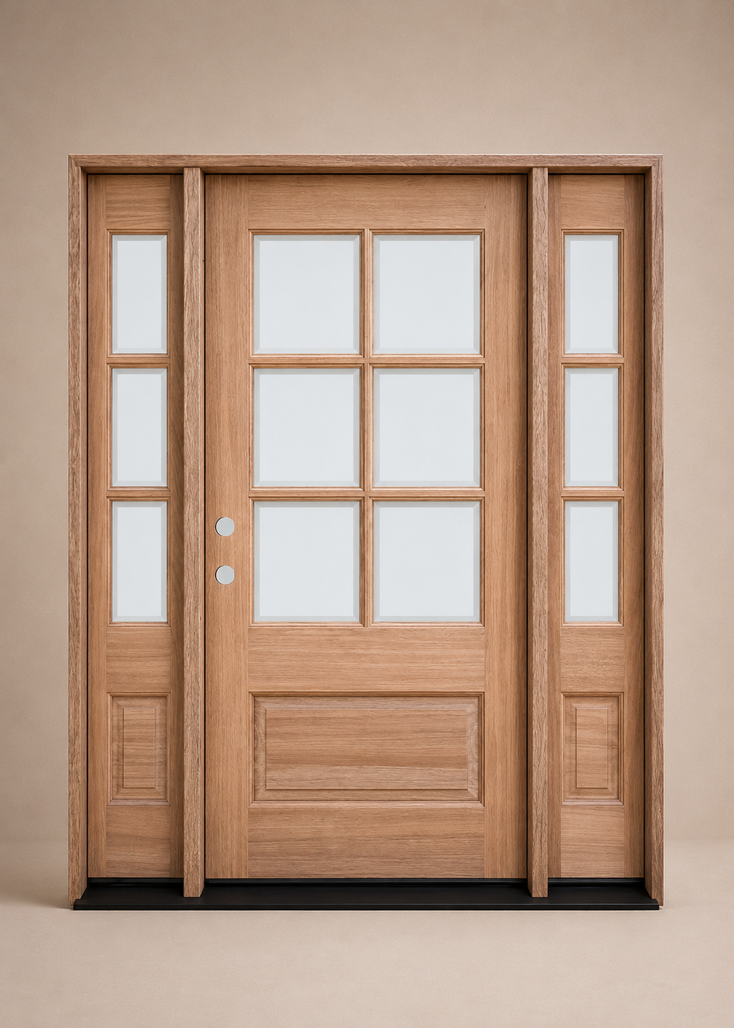 Unfinished Mahogany Wood Door - with Sidelites TDL Glass 4'6"-5'4" Wide (6'8" & 8'0")