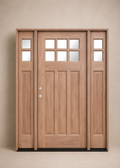 Unfinished Mahogany Wood Door - with Sidelites TDL Glass 5'0"-5'4" Wide (6'8")
