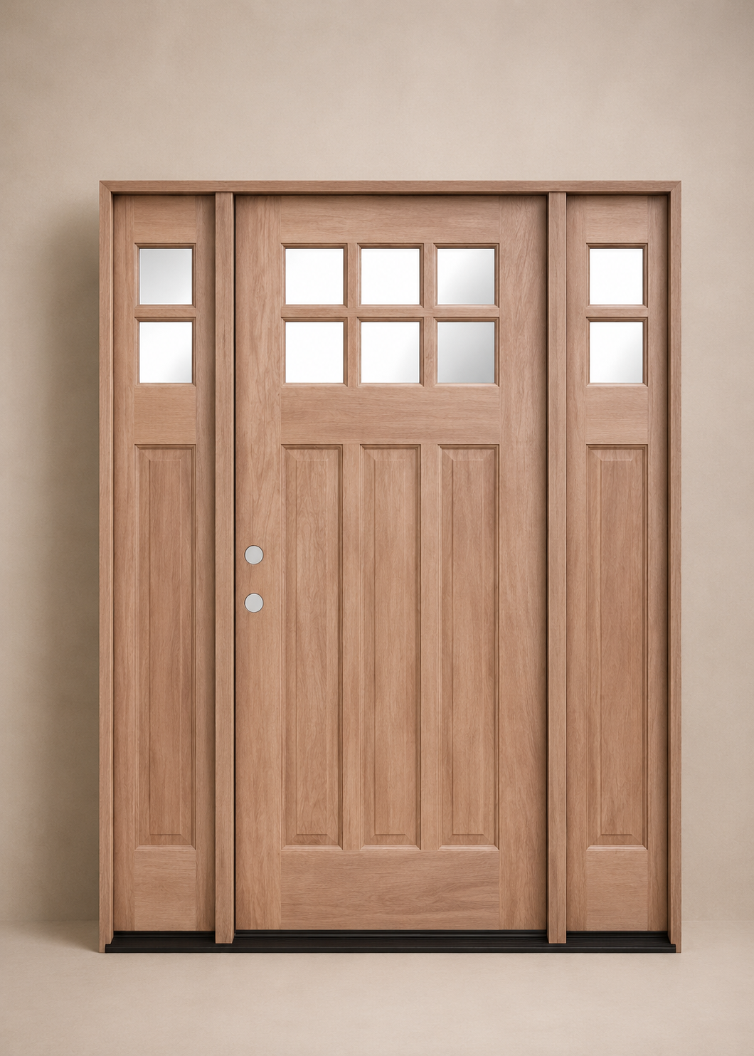 Unfinished Mahogany Wood Door - with Sidelites TDL Glass 5'0"-5'4" Wide (6'8")