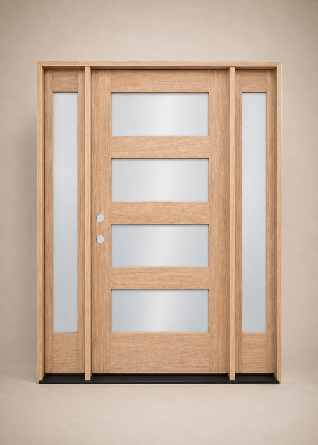 Unfinished Mahogany Wood Door - with Sidelites TDL Glass 5'0"-5'4" Wide (6'8")