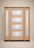 Unfinished Mahogany Wood Door - with Sidelites TDL Glass 5'0"-5'4" Wide (6'8")