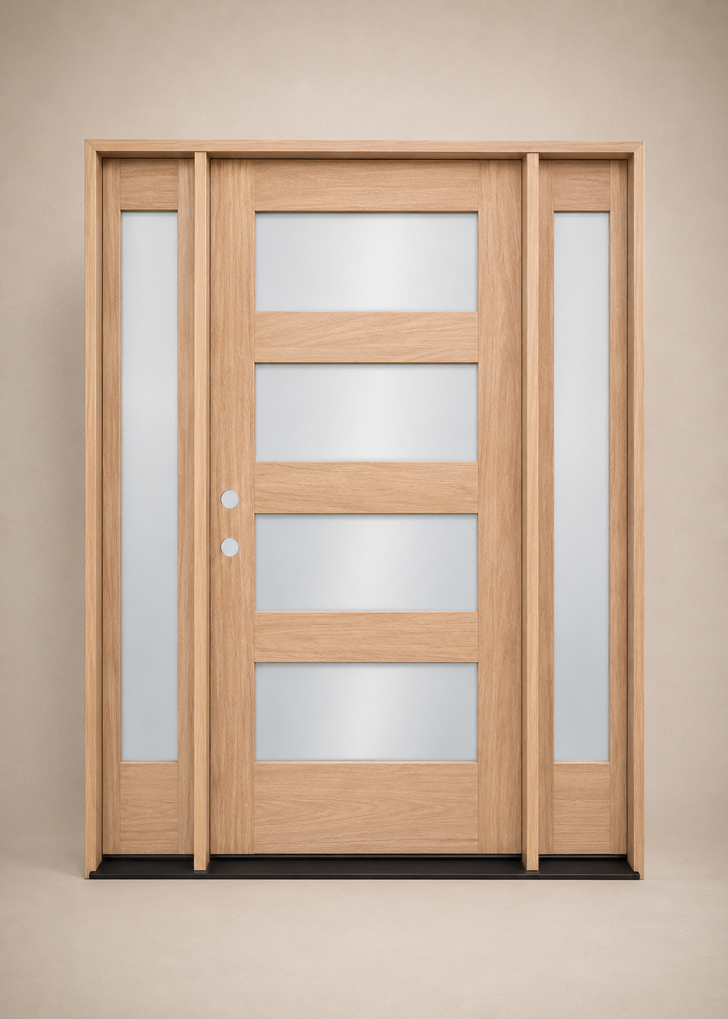 Unfinished Mahogany Wood Door - with Sidelites TDL Glass 5'0"-5'4" Wide (6'8")