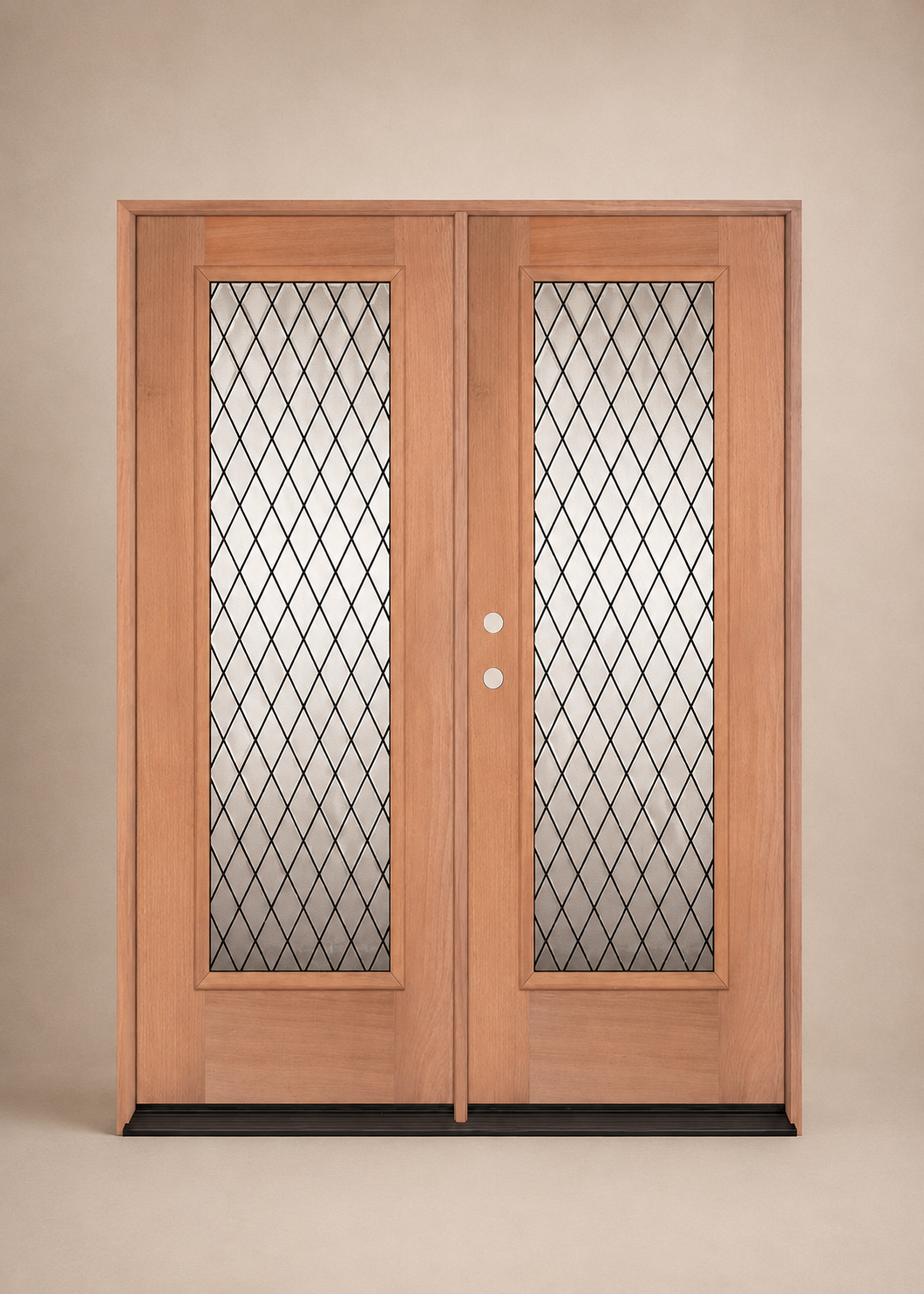 Unfinished Mahogany Wood Door - Single Door Beveled Glass 6'0" Wide (6'8")