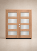 Unfinished Mahogany Wood Door - Single Door Beveled Glass 6'0" Wide (6'8")