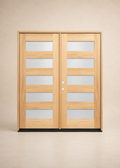 Unfinished Mahogany Wood Door - Single Door Beveled Glass 6'0" Wide (6'8" & 8'0")