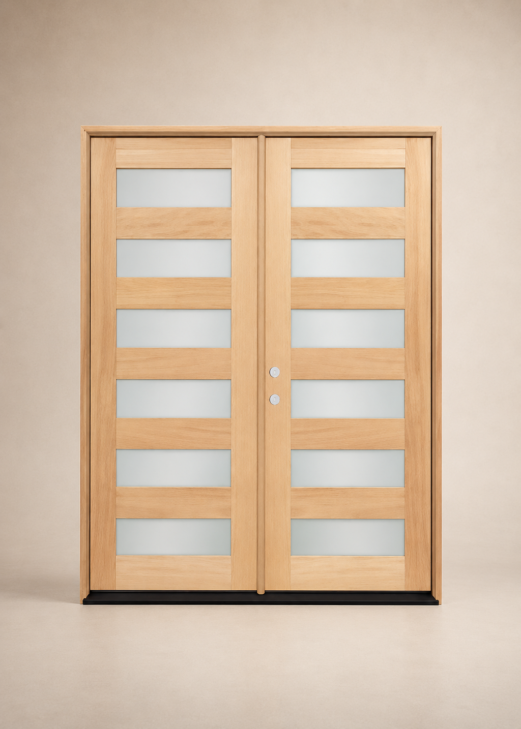 Unfinished Mahogany Wood Door - Single Door Beveled Glass 6'0" Wide (6'8" & 8'0")