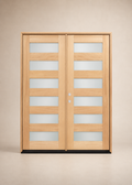 Unfinished Mahogany Wood Door - Single Door Beveled Glass 6'0" Wide (6'8" & 8'0")