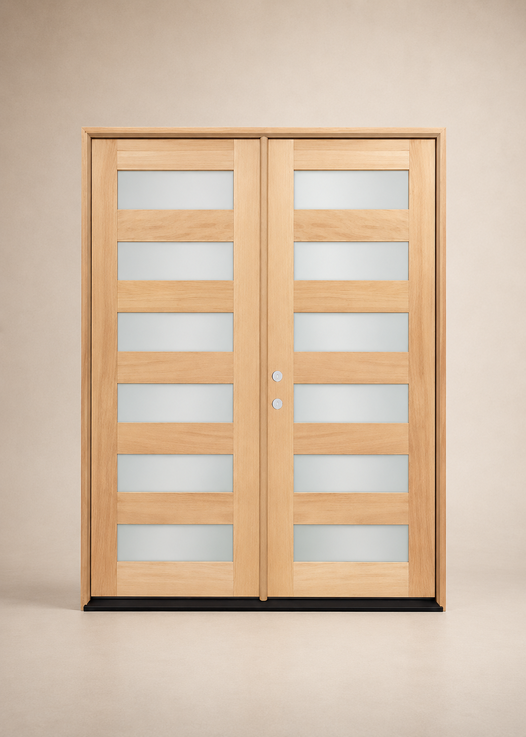 Unfinished Mahogany Wood Door - Single Door Beveled Glass 6'0" Wide (6'8" & 8'0")