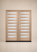 Unfinished Mahogany Wood Door - Single Door Beveled Glass 6'0" Wide (6'8" & 8'0")