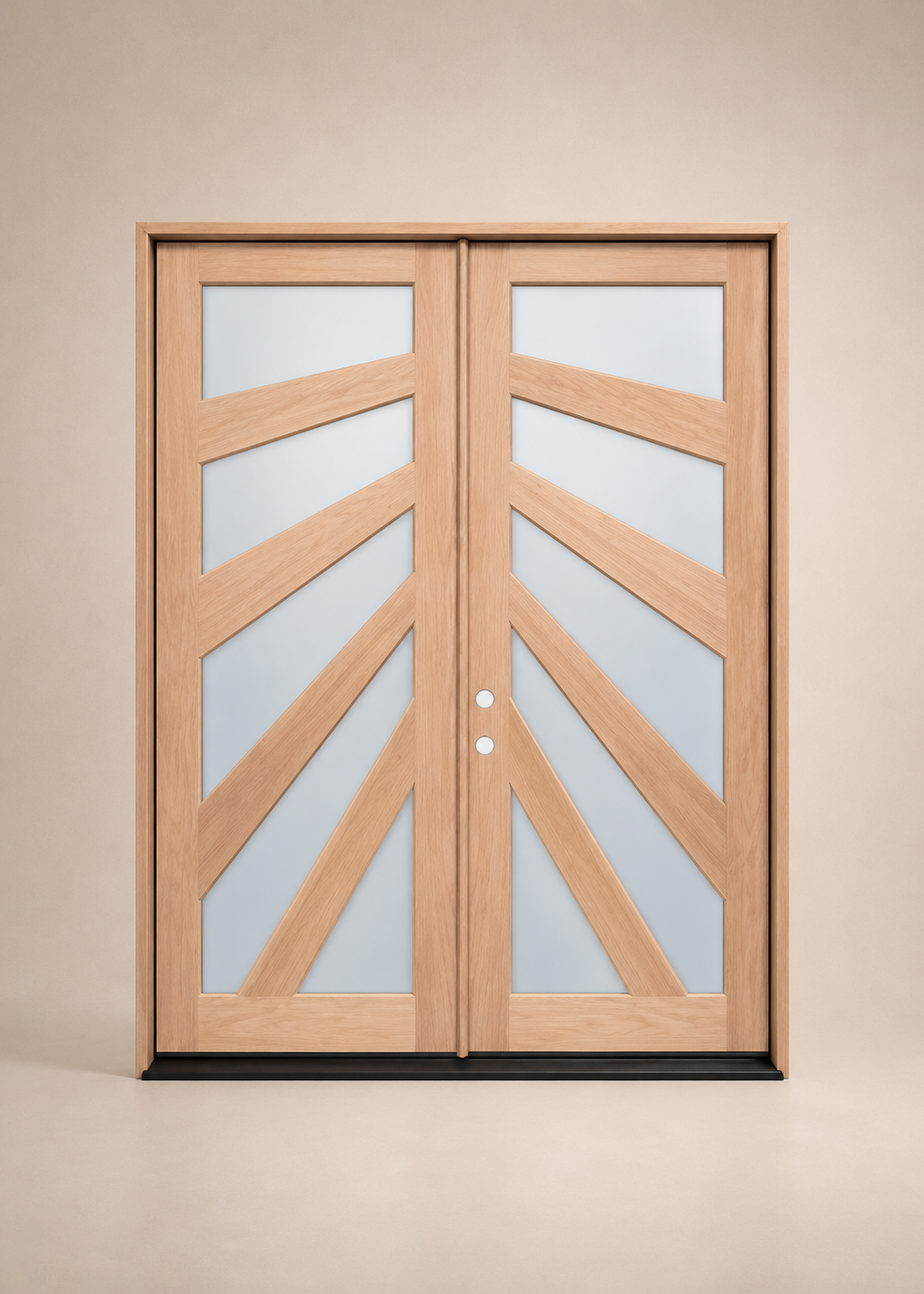 Unfinished Mahogany Wood Door - Single Door Beveled Glass 6'0" Wide (6'8")
