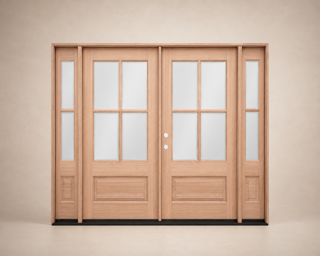 Unfinished Mahogany Wood Door - with Sidelites TDL Glass 7'0"-8'4" Wide (6'8")