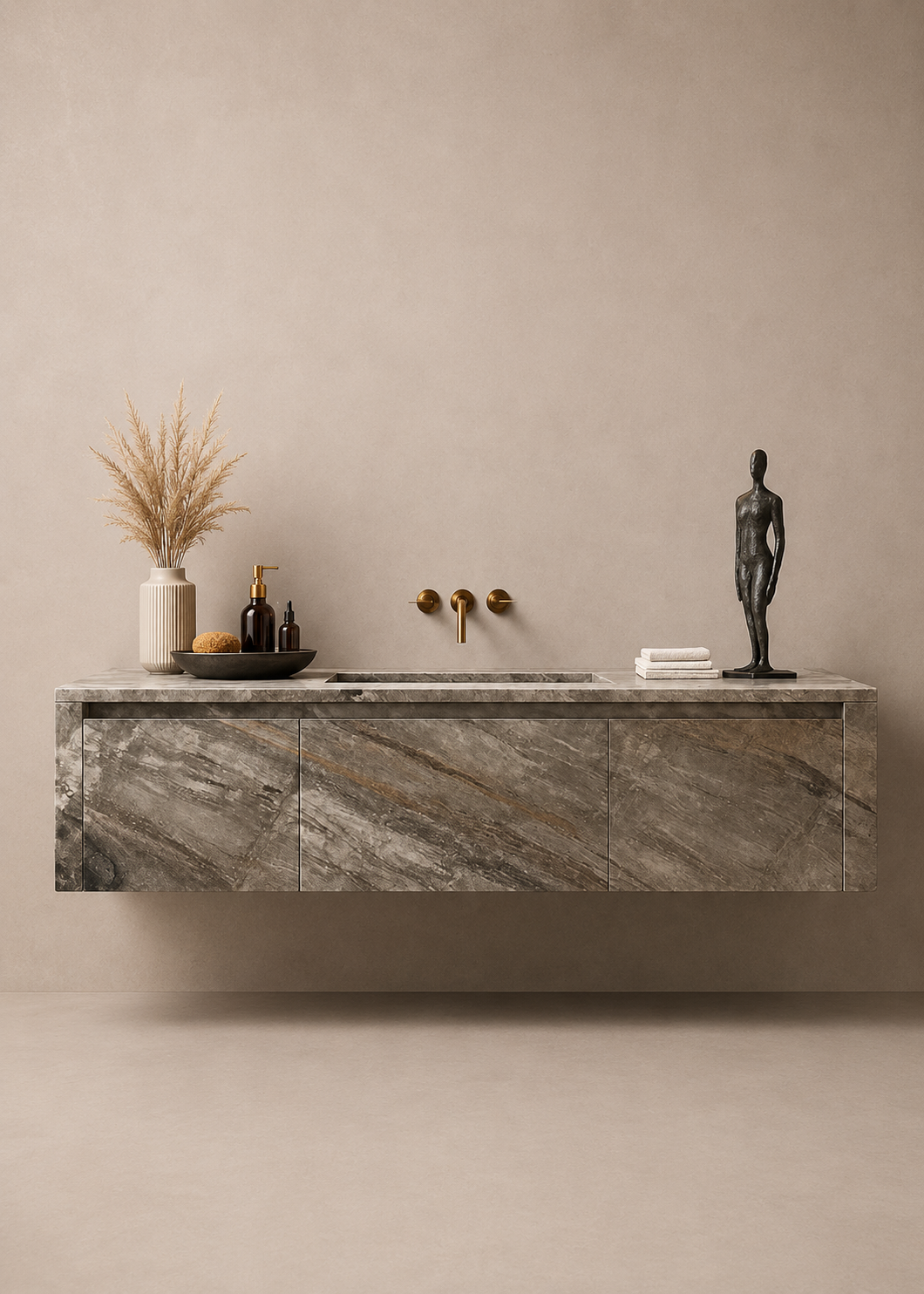 Floating Rectangle  Vanity w/ Curved Edges