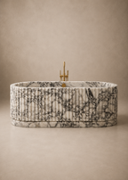 Marble Table Base - Fluted Oval w/ Base