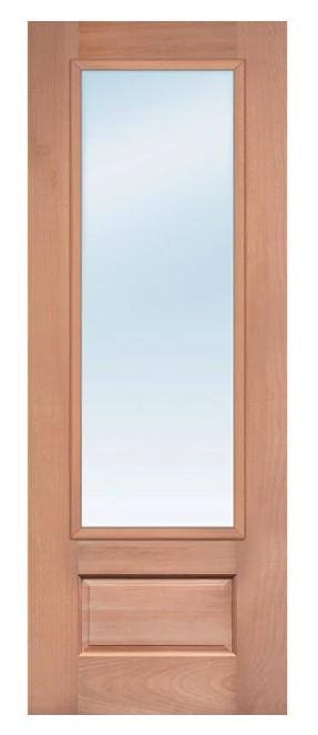 Unfinished Mahogany Wood Door - Single Door TDL Glass 2'8"-3'0" Wide (6'8" & 8'0")