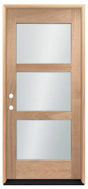 Unfinished Mahogany Wood Door - Single Door TDL Glass 3'0" Wide (6'8" & 8'0")