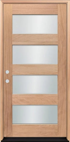 Unfinished Mahogany Wood Door - Single Door TDL Glass 3'0" Wide (6'8")