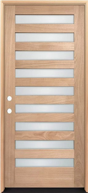 Unfinished Mahogany Wood Door - Single Door TDL Glass 3'0" Wide (6'8" & 8'0")
