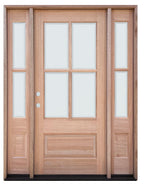 Unfinished Mahogany Wood Door - with Sidelites TDL Glass 4'6"-5'4" Wide (6'8")