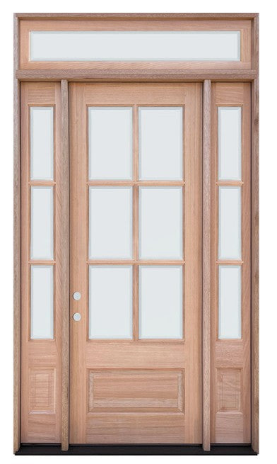 Unfinished Mahogany Wood Door - with Sidelites TDL Glass 5'0" Wide (8'0")