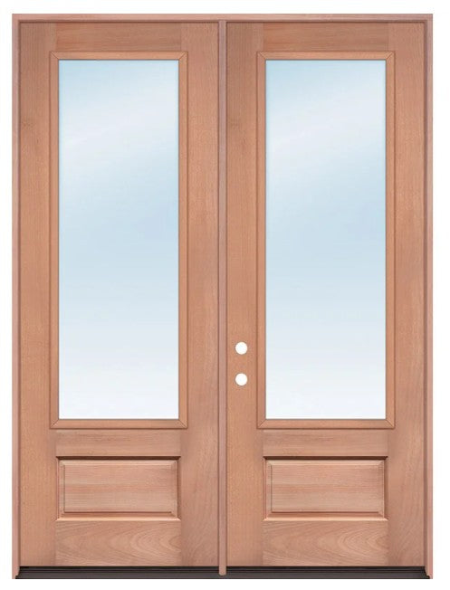 Unfinished Mahogany Wood Door - Single Door TDL Glass 5'4"-6'0" Wide (6'8" & 8'0")