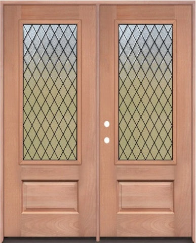 Unfinished Mahogany Wood Door - Single Door TDL Glass 6'0"-5'4" Wide (6'8" & 8'0")
