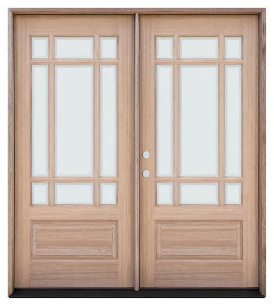 Unfinished Mahogany Wood Door - Single Door TDL Glass 5'4"-6'0" Wide (6'8")