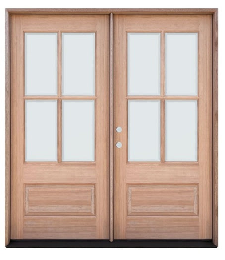 Unfinished Mahogany Wood Door - Single Door TDL Glass 5'0"-6'0" Wide (6'8")
