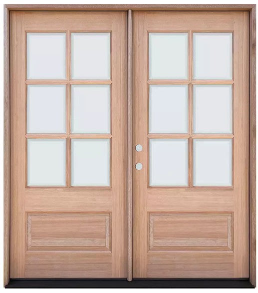 Unfinished Mahogany Wood Door - Single Door TDL Glass 5'0"-4'0" Wide (6'8" & 8'0")