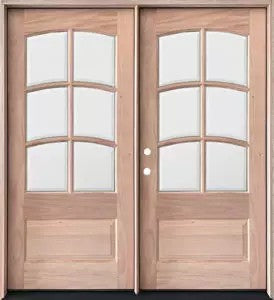 Unfinished Mahogany Wood Door - Single Door TDL Glass 6'0" Wide (6'8")