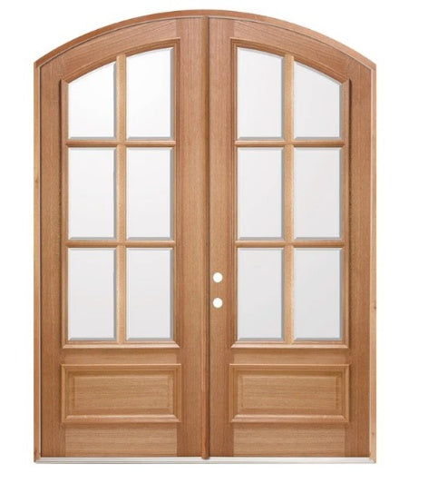 Unfinished Mahogany Wood Door - Single Door TDL Glass 5'0"-6'0" Wide (8'0")