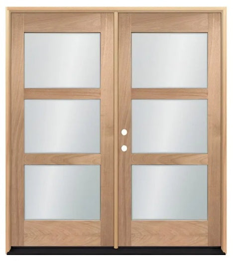 Unfinished Mahogany Wood Door - Single Door TDL Glass 6'0" Wide (6'8" & 8'0")