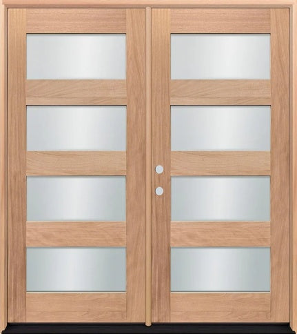 Unfinished Mahogany Wood Door - Single Door Beveled Glass 6'0" Wide (6'8")