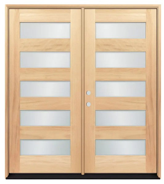 Unfinished Mahogany Wood Door - Single Door Beveled Glass 6'0" Wide (6'8" & 8'0")