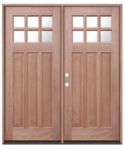 Unfinished Mahogany Wood Door - Single Door TDL Glass 5'4"-6'0" Wide (6'8")