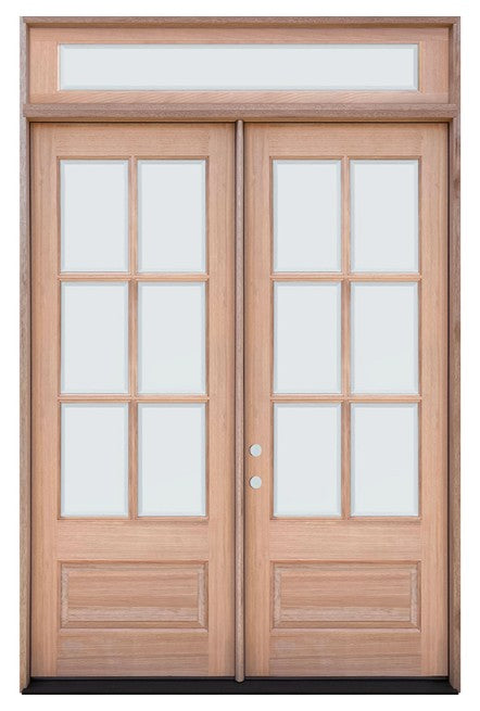 Unfinished Mahogany Wood Door - Single Door Beveled Glass 6'0" Wide (8'0" & 9'8")