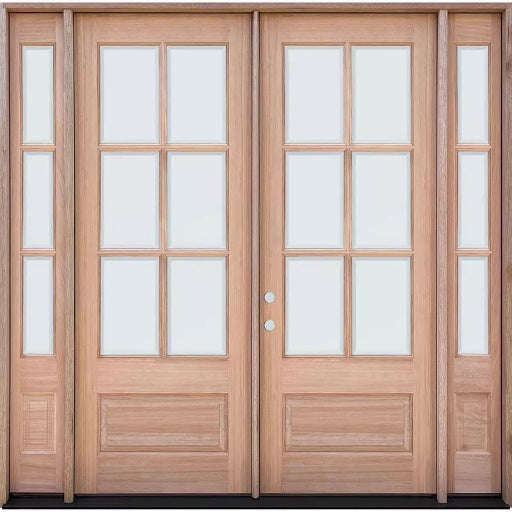 Unfinished Mahogany Wood Door - with Sidelites TDL Glass 7'0"-8'4" Wide (6'8" & 8'0")