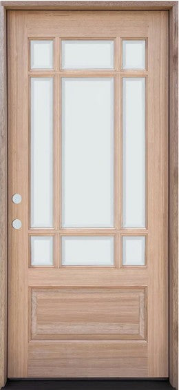 Unfinished Mahogany Wood Door - Single Door TDL Glass 2'8"-3'0" Wide (6'8")