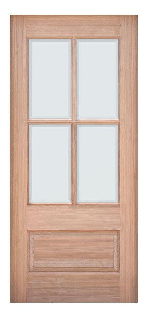 Unfinished Mahogany Wood Door - Single Door TDL Glass 2'6"-3'0" Wide (6'8")