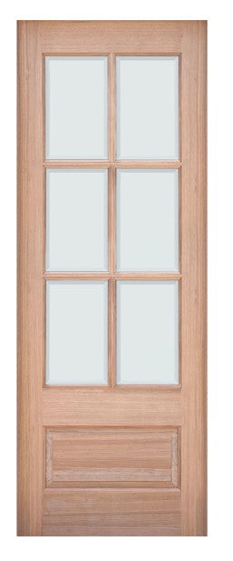 Unfinished Mahogany Wood Door - Single Door TDL Glass 2'0"-3'0" Wide (6'8" & 8'0")