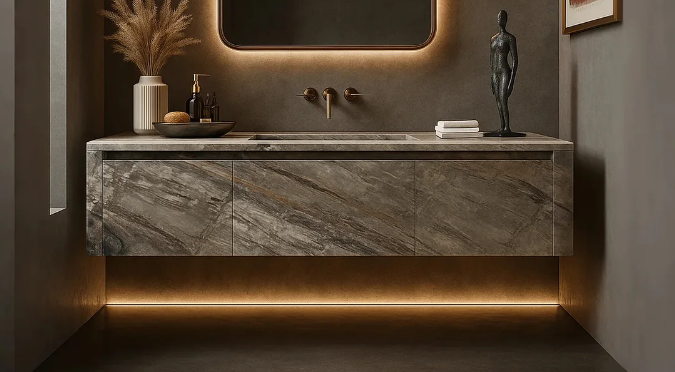 Floating Rectangle  Vanity w/ Curved Edges