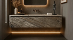 Floating Rectangle  Vanity w/ Curved Edges