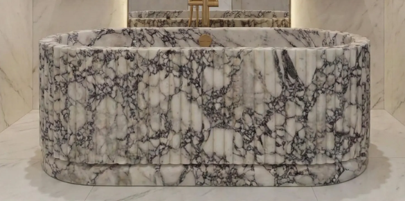Marble Table Base - Fluted Oval w/ Base